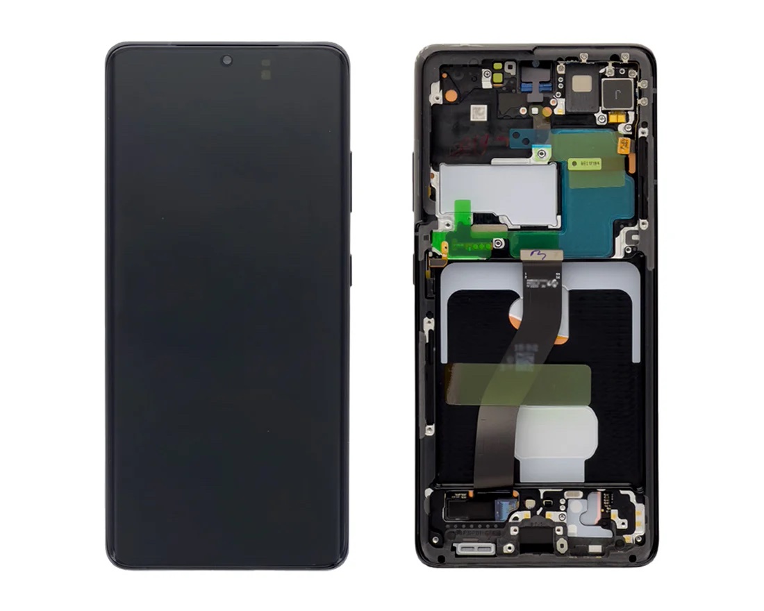 Ecran Complet Samsung Galaxy S21 Ultra Noir Avec Châssis Service Pack – Image 2