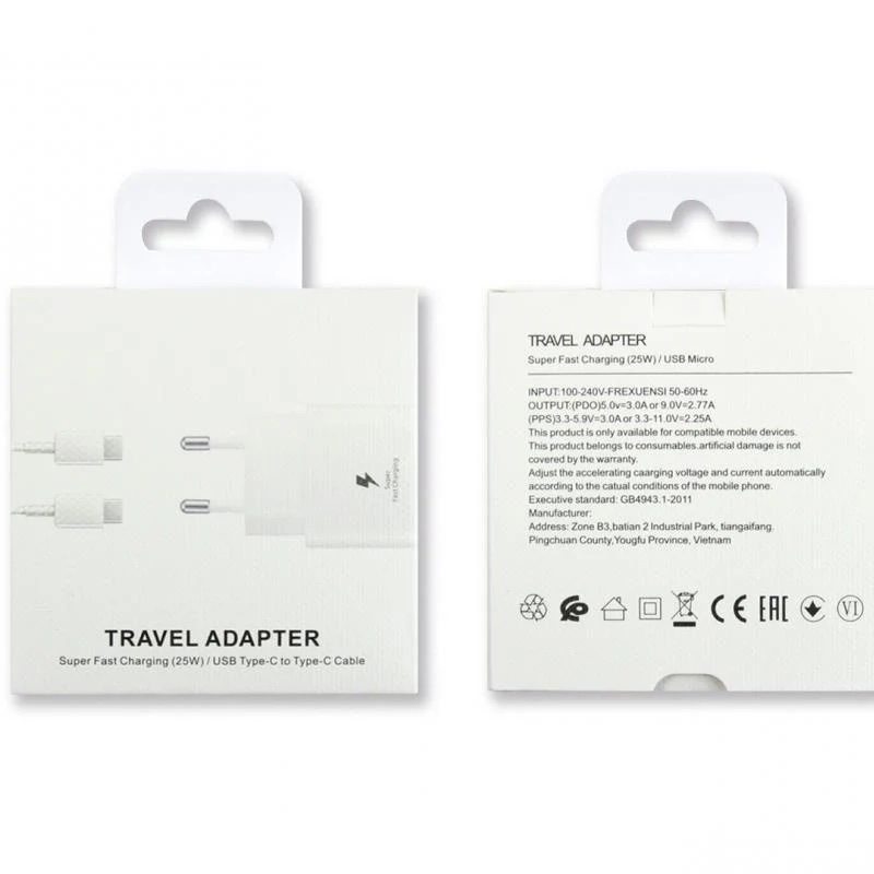 Chargeur 25W + Cable Type-C 1m Rapide Blanc