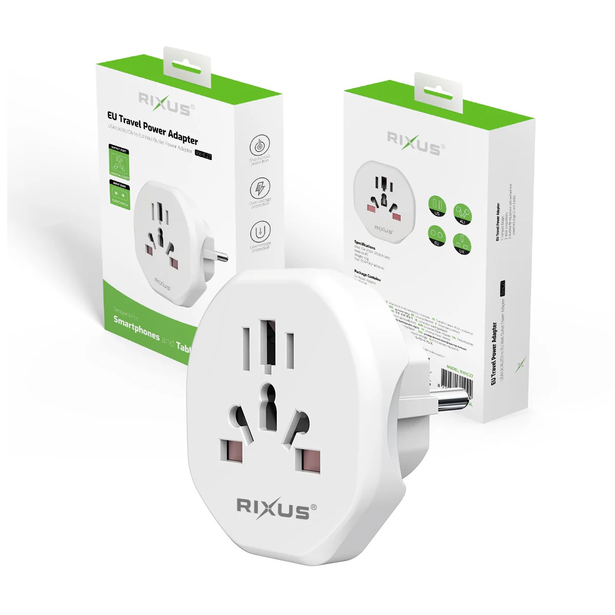 Adaptateur De Voyage UE Blanc Rixus