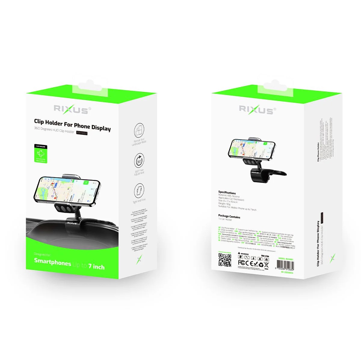 Support Téléphone Voiture 360° Rixus (HUD Clip) – Image 3