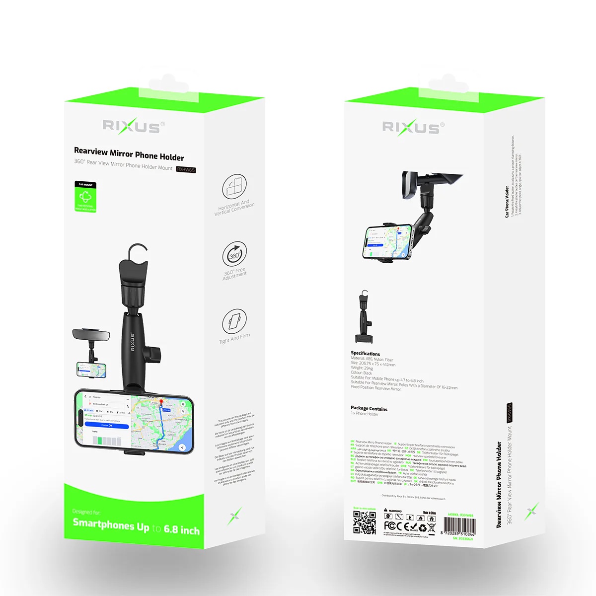Support De Téléphone Pour Rétroviseur À 360 Degrés Noir Rixus – Image 3
