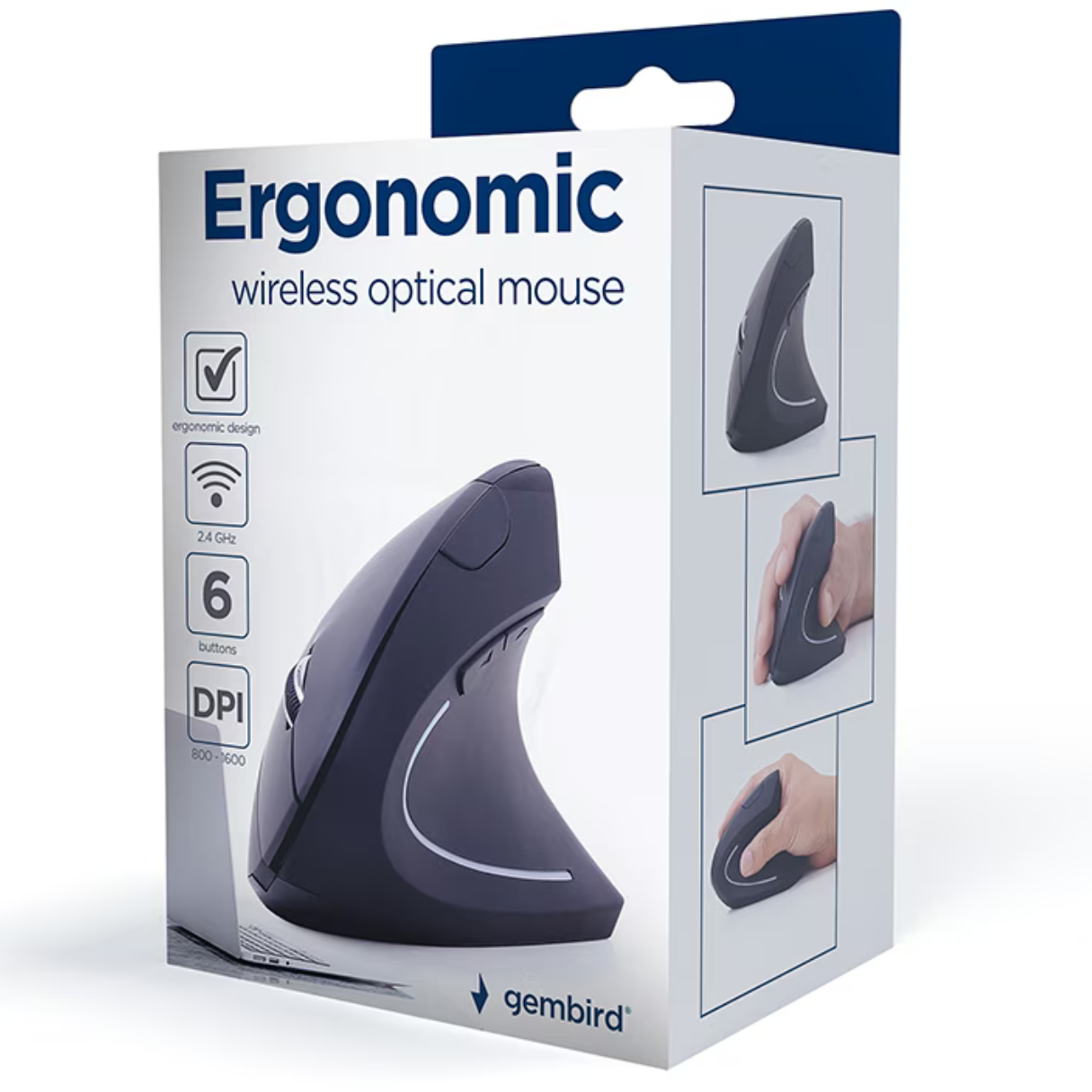 Souris Ergonomique Optique Sans fil à 6 boutons, noire – Image 4